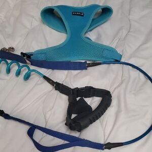 Puppia Aqua and Navy Dog Harness Set